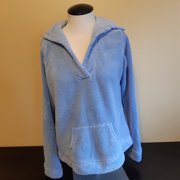 Cozy Soft Warm Light Blue Fleece Plush Women's Hoodie Kangaroo Loungewear - Picture 1 of 4
